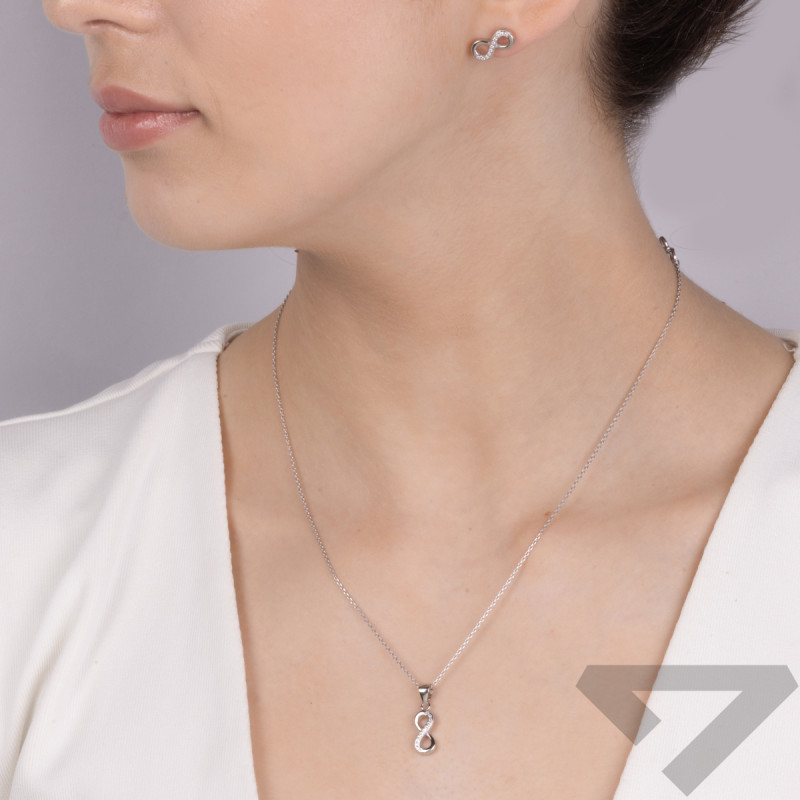 Srebrny Komplet Nieskończoność z Cyrkoniami pr. 925 - JubilerSezam.pl