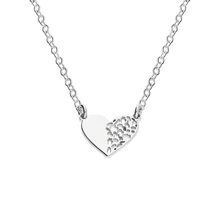Naszyjnik srebrny ażurowe serce na łańcuszku rolo