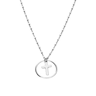 Naszyjnik srebrny krzyżyk w kole/anker z kostkami M3-109 ROD próba 925