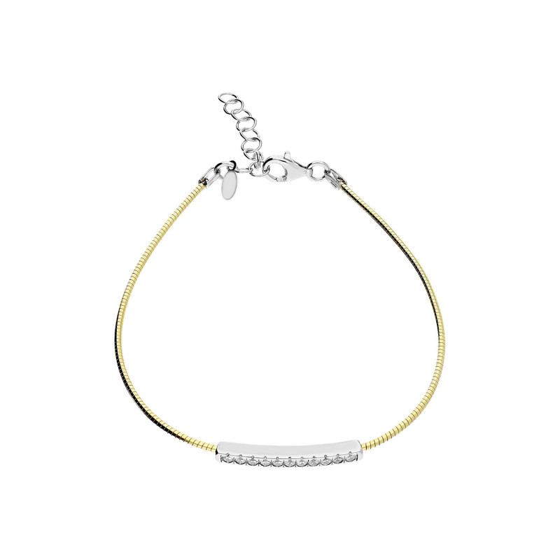 Naszyjnik pozłacany z blaszką z cyrkonią/linka M3-115 próba 925