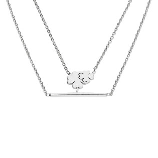 Naszyjnik srebrny podwójna koniczynka i gładka pałka/anker podwójny M3-150 ROD próba 925