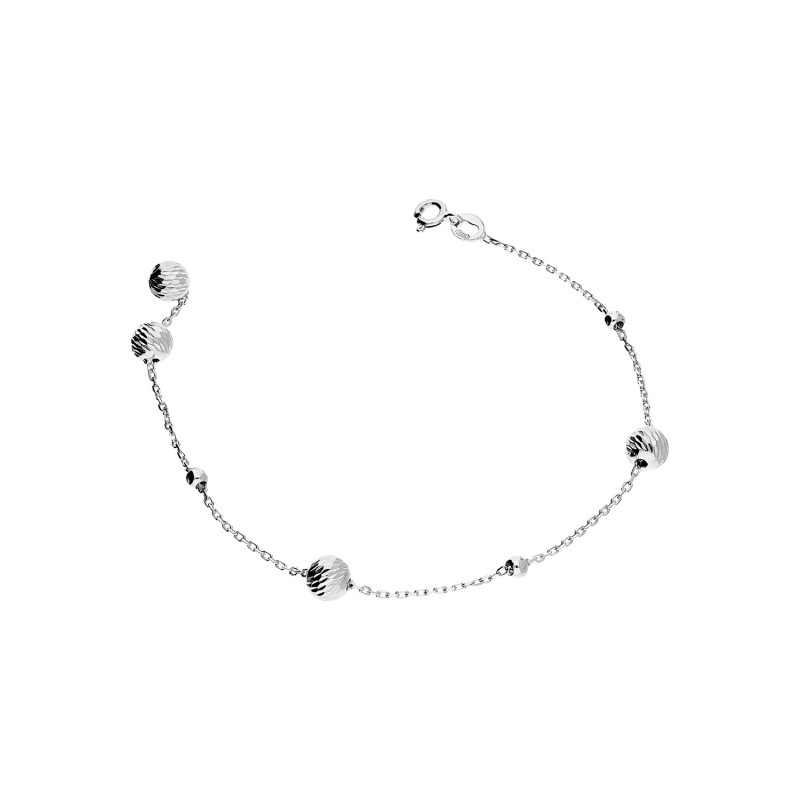 Srebrna Bransoletka Kulki Grawerowane i Gładkie pr. 925 - JubilerSezam.pl