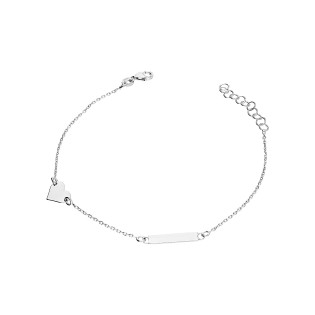 Bransoleta srebrna gładka blaszka i serce/anker M3-165 ROD próba 925