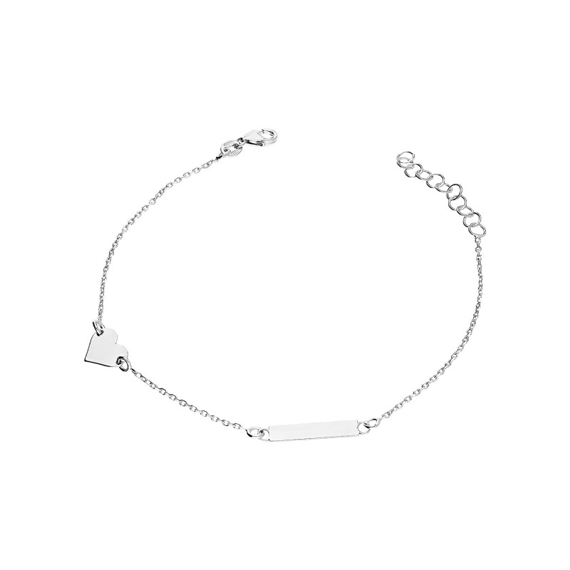 Bransoleta srebrna gładka blaszka i serce/anker M3-165 ROD próba 925