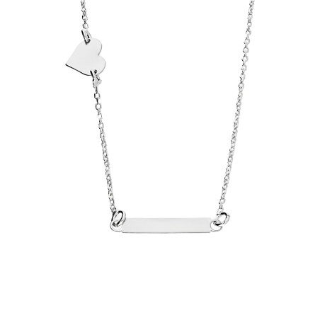 Naszyjnik srebrny gładka blaszka i serce/anker M3-165 ROD próba 925