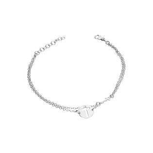 Bransoleta srebrna krzyżyk w kole i gładki krzyż/rolo x2 M3-169 ROD próba 925