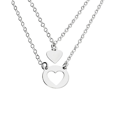 Naszyjnik srebrny serce gładkie i serce w kole/rolo x2 M3-170 ROD próba 925