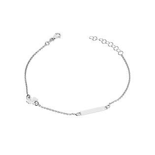 Bransoleta srebrna prostokątna blaszka i koniczyna z serc