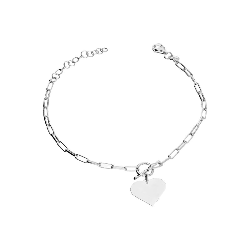 Bransoleta srebrna gładkie serce na anker long/toggle M3-178 ROD próba 925