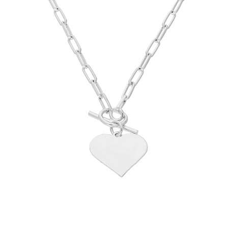 Naszyjnik srebrny gładkie serce na anker long/toggle M3-178 ROD próba 925