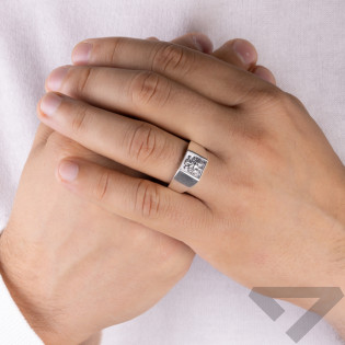 Sygnet męski srebrny z orłem w koronie