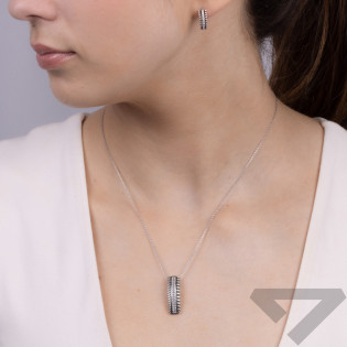 Zawieszka srebrna łuk z kulkami bead i białymi cyrkoniami SZ306 próba 925