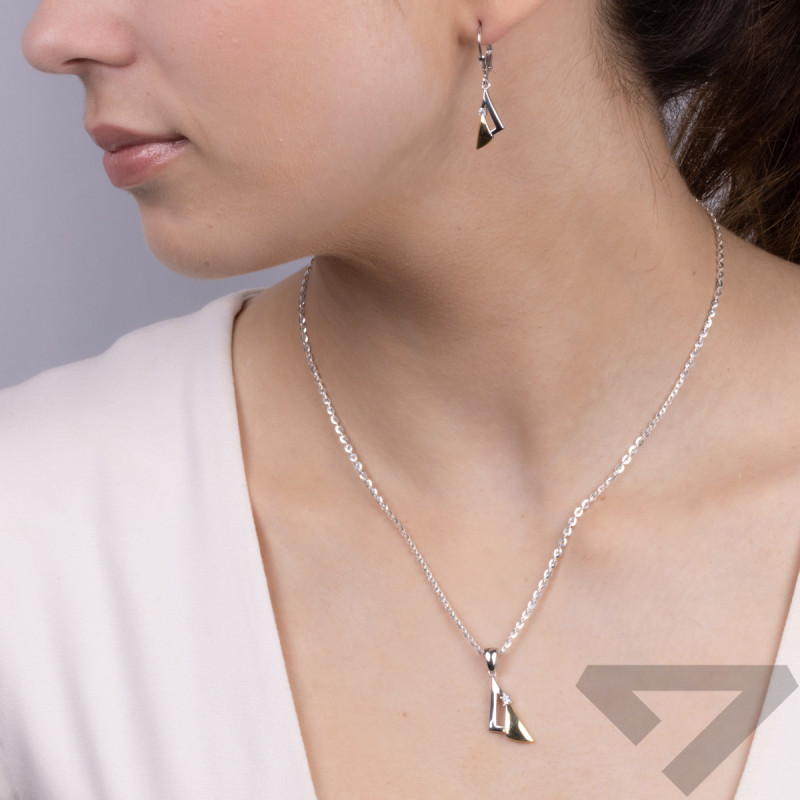 Komplet srebrny kolczyki i zawieszka w dwóch kolorach z cyrkonią OL ZS-EP316 próba 925