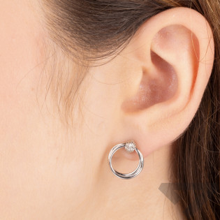 Kolczyki srebrne koło ramka i splecione kółko/sztyft JA1137 ROD próba 925