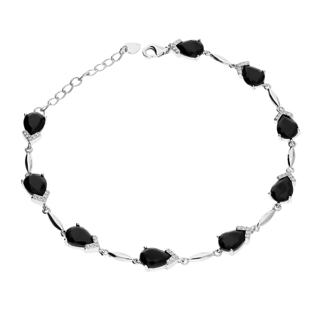 Bransoleta srebrna krople z czarnych cyrkonii i pałki AT IM0404BR black ROD próba 925