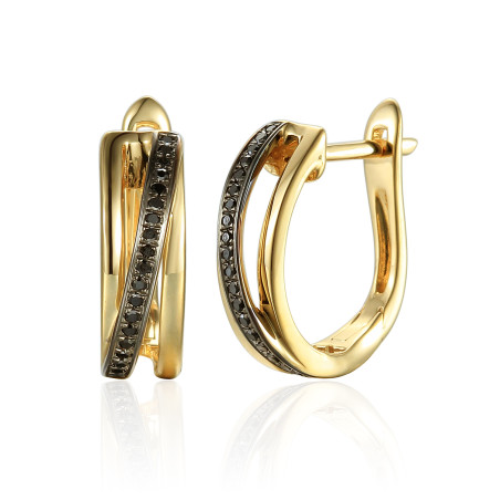 Kolczyki złote z czarnymi diamentami/ang.zap. AW 35938 Y-BL próba 585