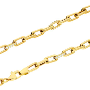 Naszyjnik złoty rolo long i cyrkonie