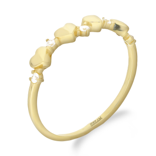 Złoty Pierścionek Serca z Cyrkoniami pr. 585 - JubilerSezam.pl