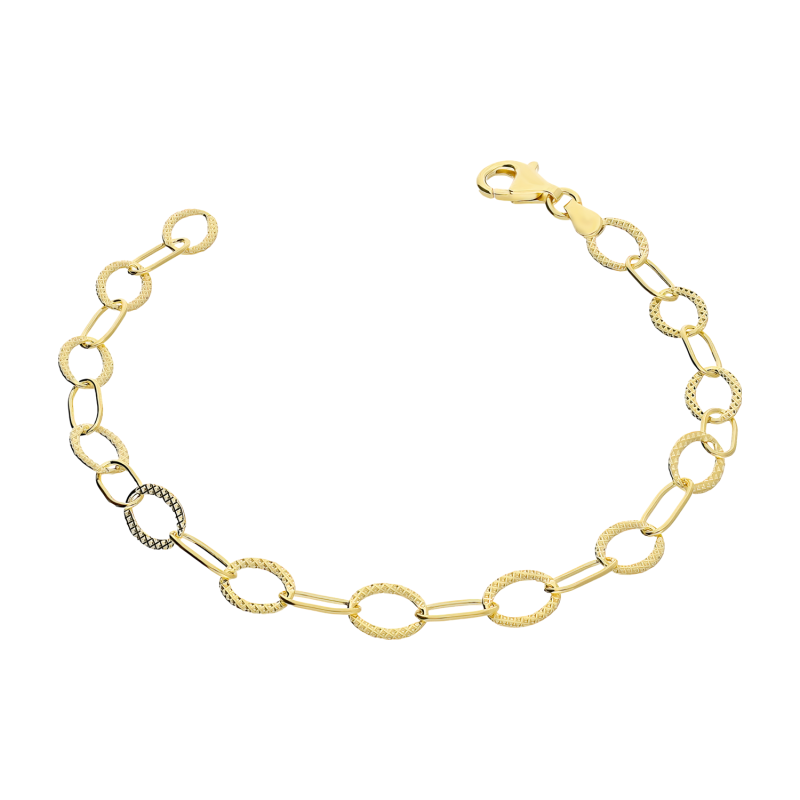Bransoleta pozłacana fantazja grawerowane i gładkie owale BC 2107-020 GOLD próba 925