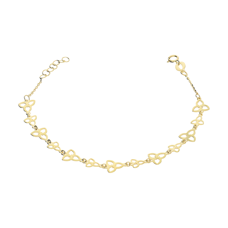 Bransoleta złota trójkąty z wyciętymi listkami/rolo BC115 próba 585