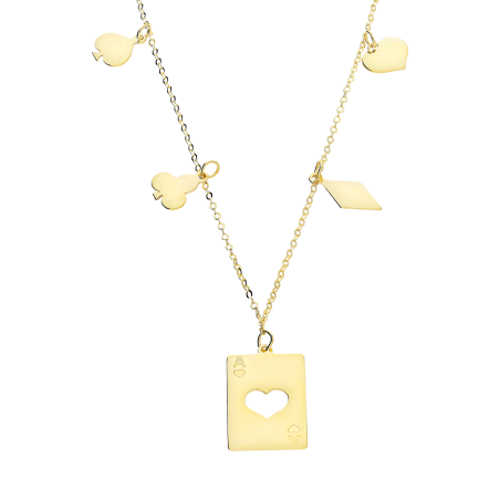 Naszyjnik złoty blaszka AS i motywy karciane/rolo BC119 próba 585