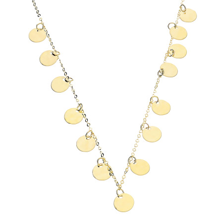 Naszyjnik złoty wiszące koła mięte x15/rolo BC124 próba 585