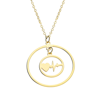 Naszyjnik złoty puste koło i koło z sercem i pulsem/rolo BC125 próba 585