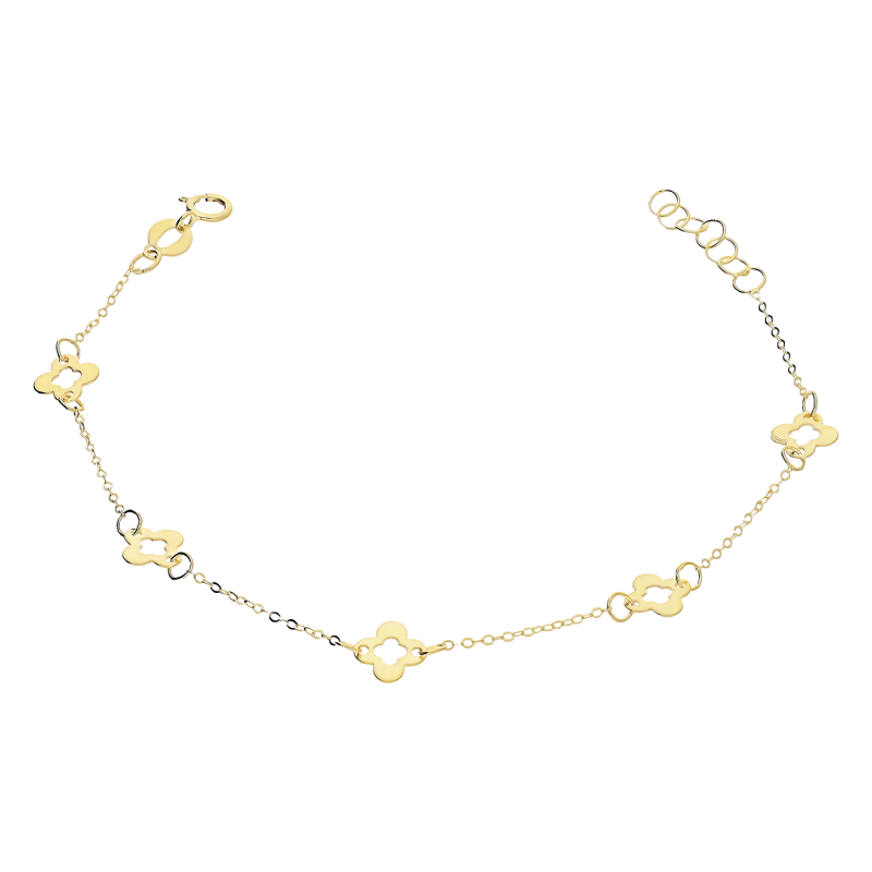 Bransoleta złota kwiatki ramki/rolo BC125 próba 585