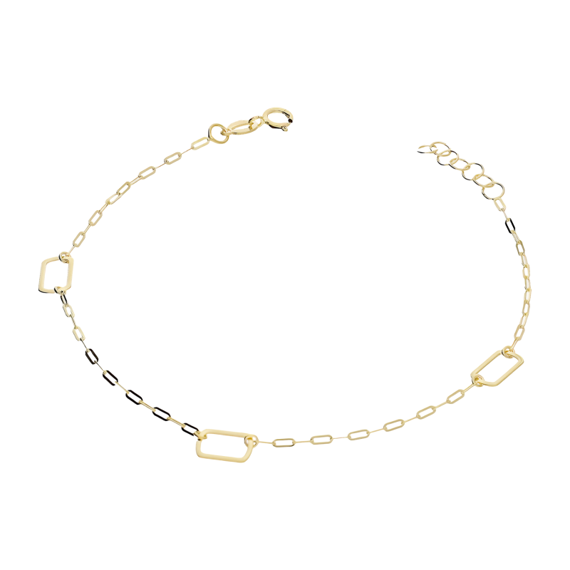 Bransoleta złota prostokątne ramki x5/anker long BC127 próba 585