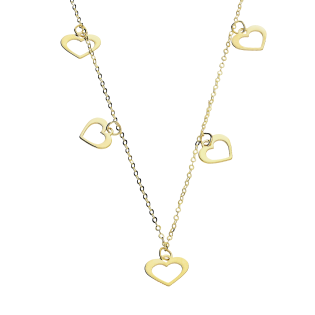Naszyjnik złoty pięć serc ramek/rolo BC130 próba 585