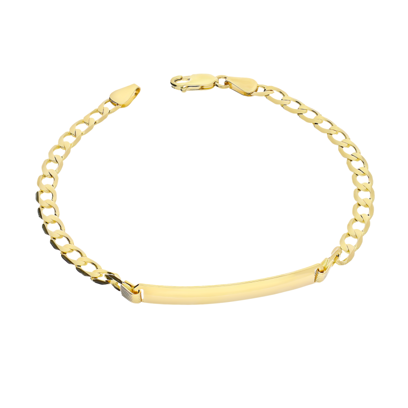 Bransoleta złota z prostokątną blaszką i łańcuszkiem pancer