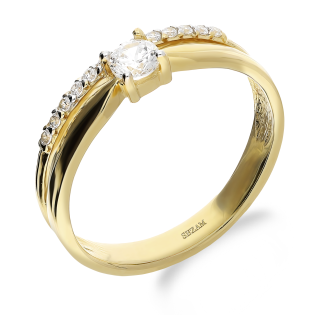 Złoty Pierścionek z Cyrkoniami pr. 375 DJ PREMIUM004M - JubilerSezam.pl