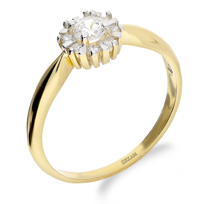 Pierścionek złoty kwiatek z białymi cyrkoniami DJ PREMIUM186M próba 375