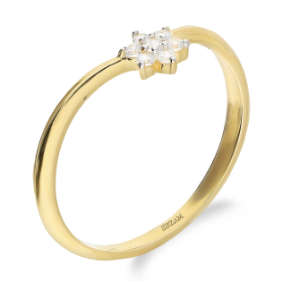 Pierścionek złoty kwiat z białymi cyrkoniami DJ PREMIUM325M próba 375