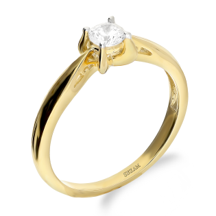 Pierścionek złoty SOLITER z białą cyrkonią DJ PREMIUM596M próba 375