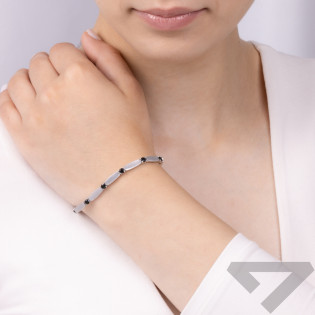 Bransoleta srebrna obłe prostokąty i czarne cyrkonie OL RTB061 czarny próba 925