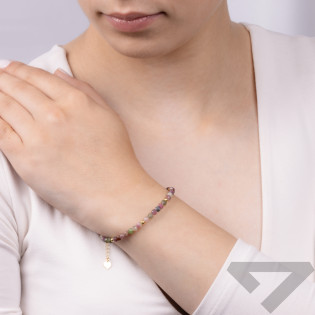 Bransoleta pozłacana z turmalinami i kulkami AT H004 turmalin próba 925