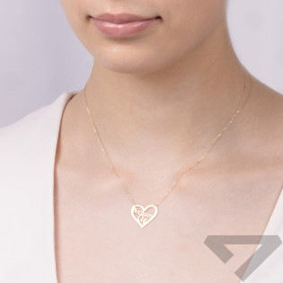 Naszyjnik z napisem Kocham Cię w sercu złoto próby 375