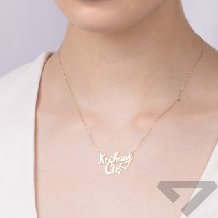 Naszyjnik ze złotym napisem Kocham Cię próba 375