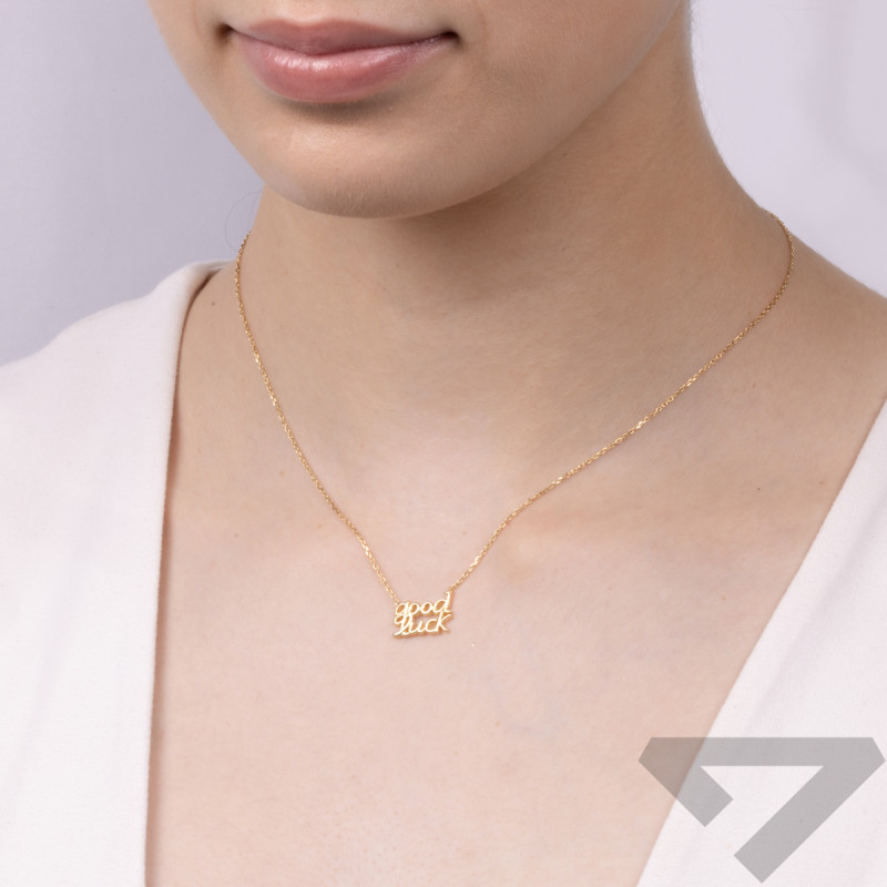 Naszyjnik pozłacany napis GOOD LUCK /anker PW382-1 GOLD próba 925