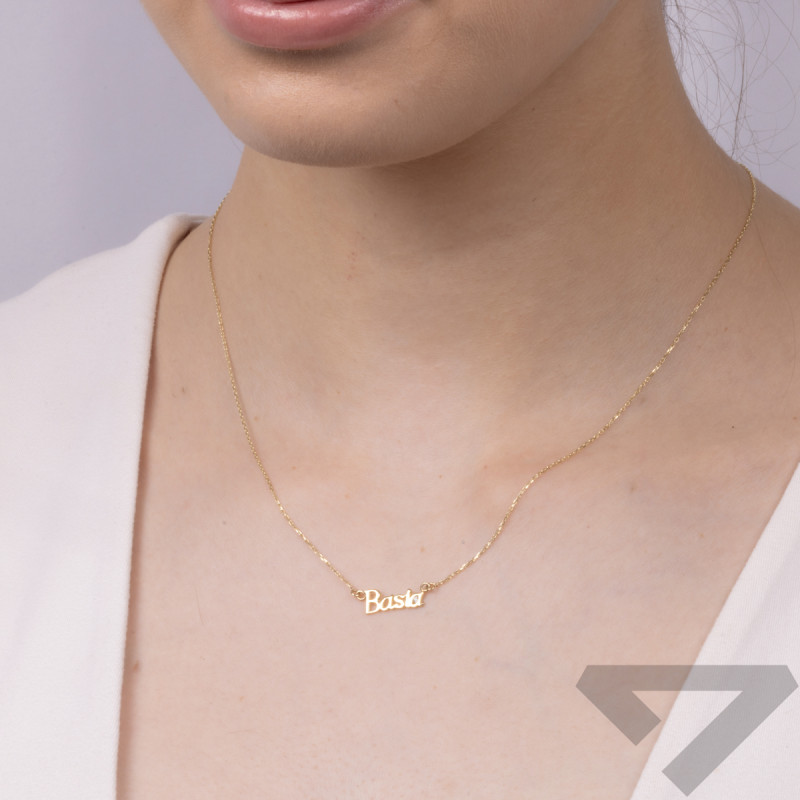 Naszyjnik złoty imię Basia z cyrkonią/anker MZ T57-NN-22-CZ próba 375