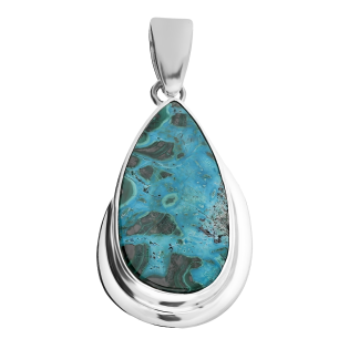 Srebrna Zawieszka z Chryzokolą Afryka pr. 925 - JubilerSezam.pl