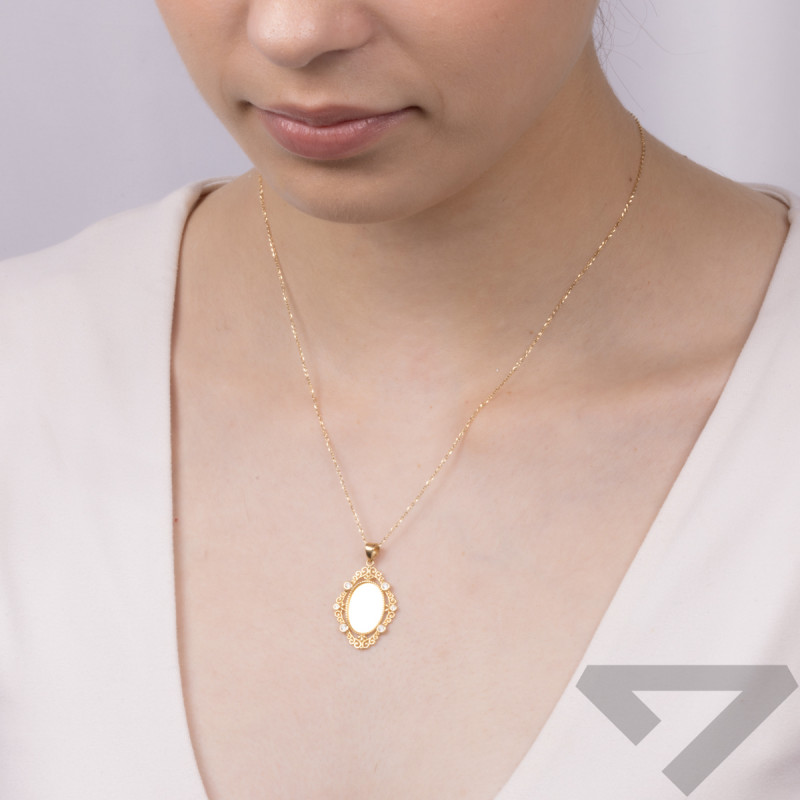 Zawieszka złota medalion owalny z cyrkoniami AR LK-ICP3599-FCZ próba 585