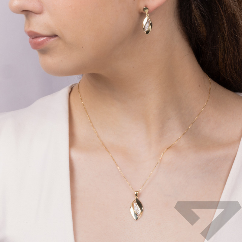 Kolczyki złote łezka z białymi cyrkoniami/sztyft OL GCT-E262 próba 375