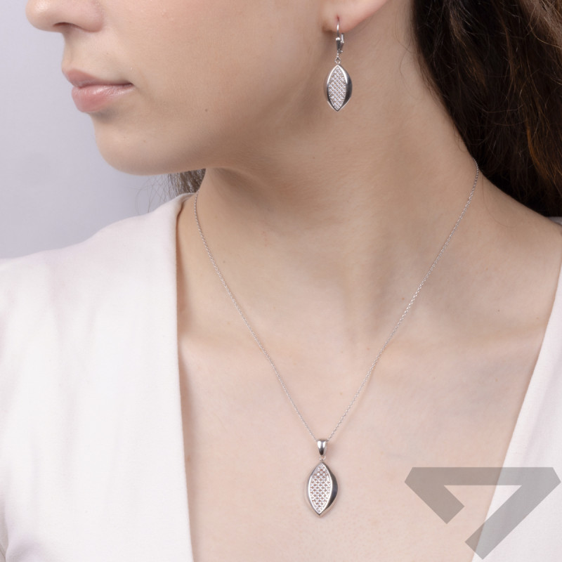 Komplet srebrny kolczyki i zawieszka łezka z cyrkoniami OL ZS-EP240 próba 925