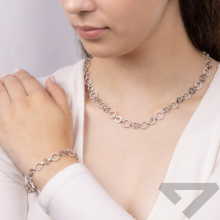 Naszyjnik srebrny gładkie koła i koła z cyrkoniami OL RTN411 próba 925