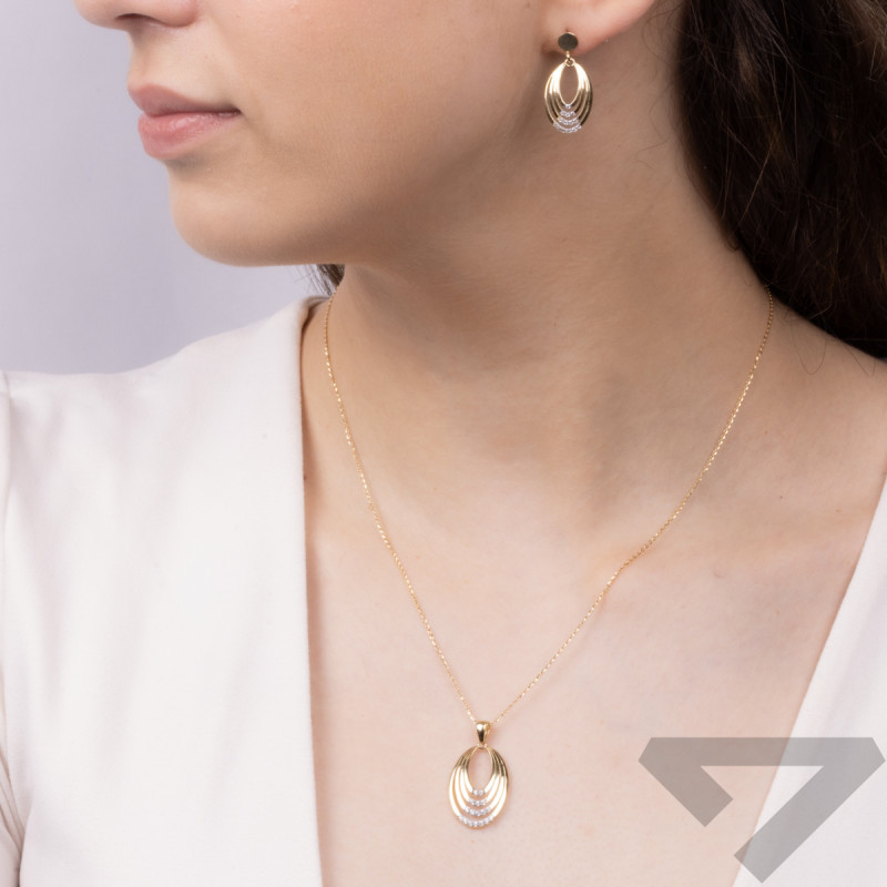 Zawieszka złota kropla ramka z białymi cyrkoniami OL GCT-P159 próba 585