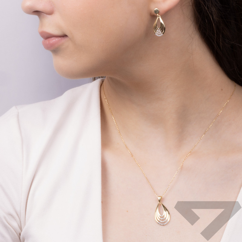 Kolczyki złote kropla ramka z białymicyrkoniami/sztyft OL GCT-E160 próba 375