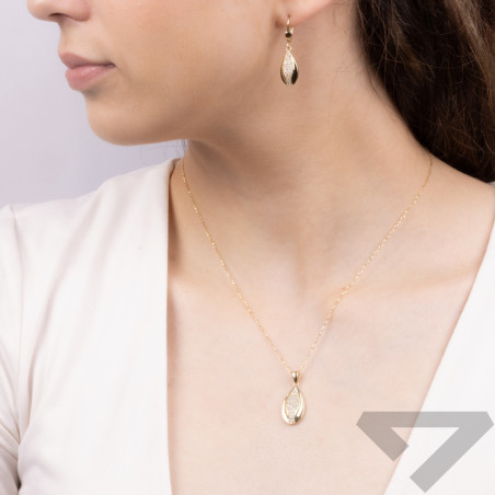 Kolczyki złote kropla z białymi cyrkoniami w środku OL BFS-E103 próba 585