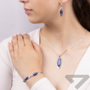 Kolczyki srebrne szafirowy onyks jubilerski w kropli/ang.zap. SZ322 szafirowy próba 925